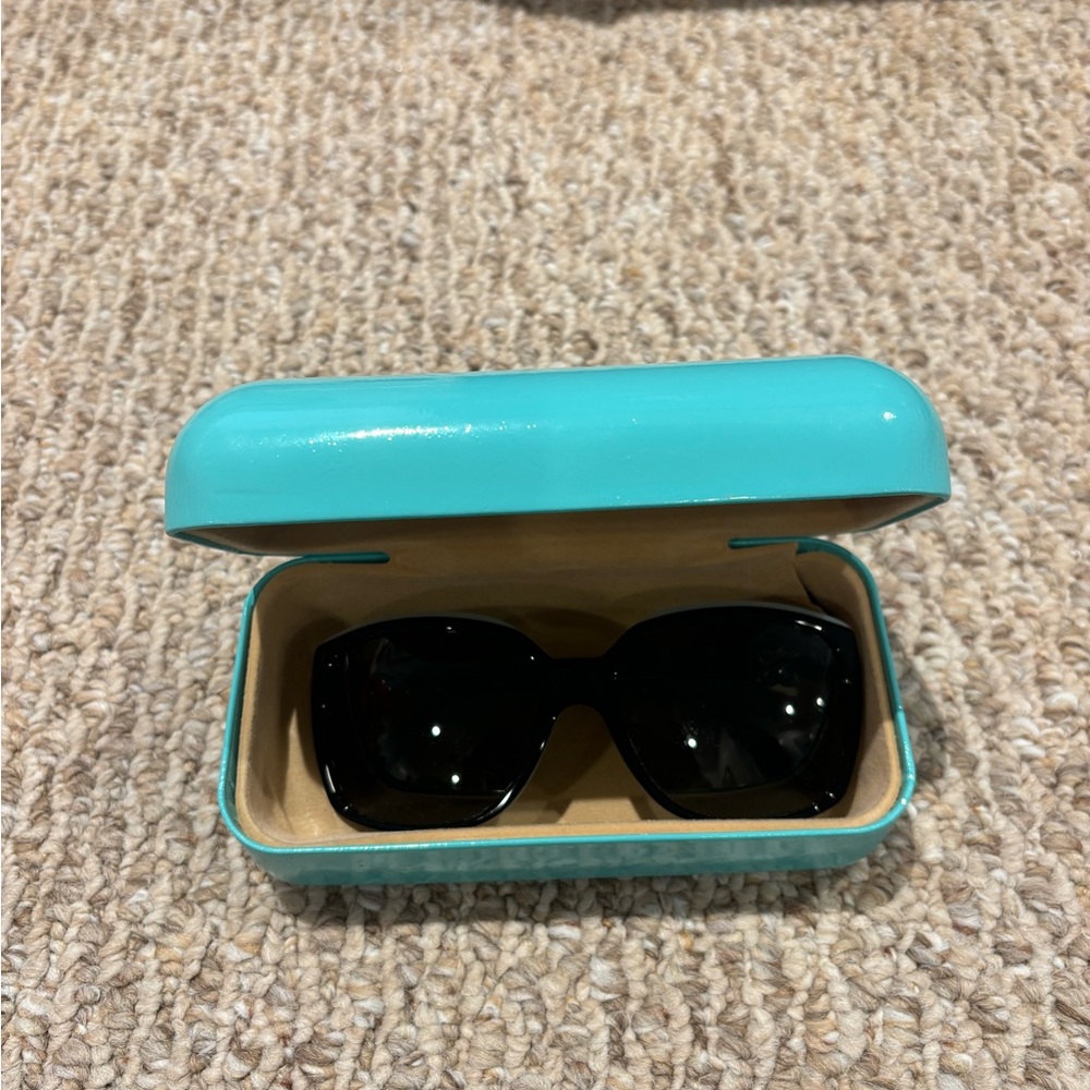 Tiffany & Co Black Sunglasses with Teal Case